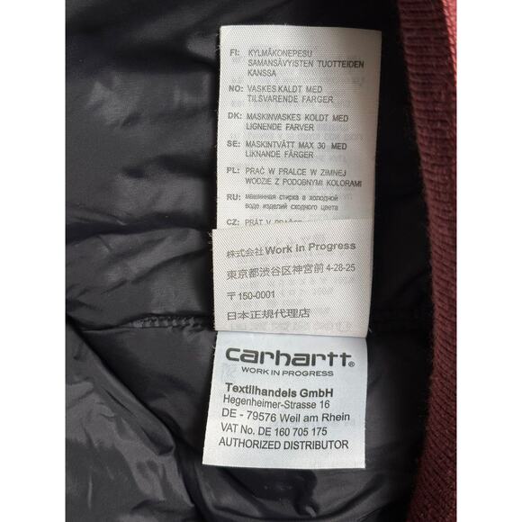 Carhartt WIP Jacket Mens Medium Burgundy Black Ashton Bomber Nylon Zip I016787 - Picture 10 of 12